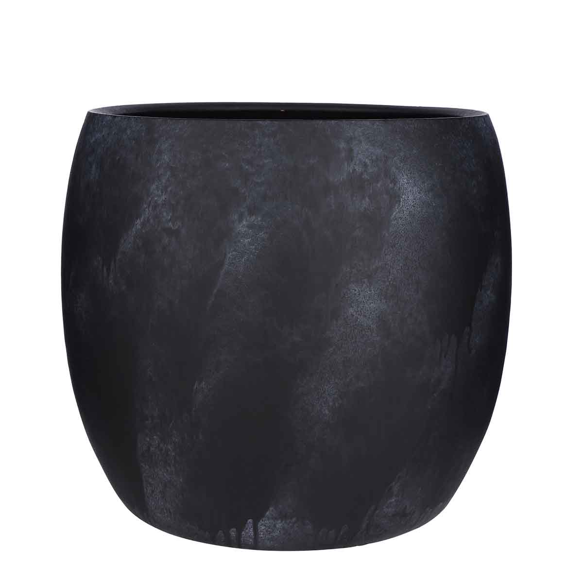 Mica Decorations Lester Ronde Pot - H35 x Ø38 cm - Terracotta - Zwart