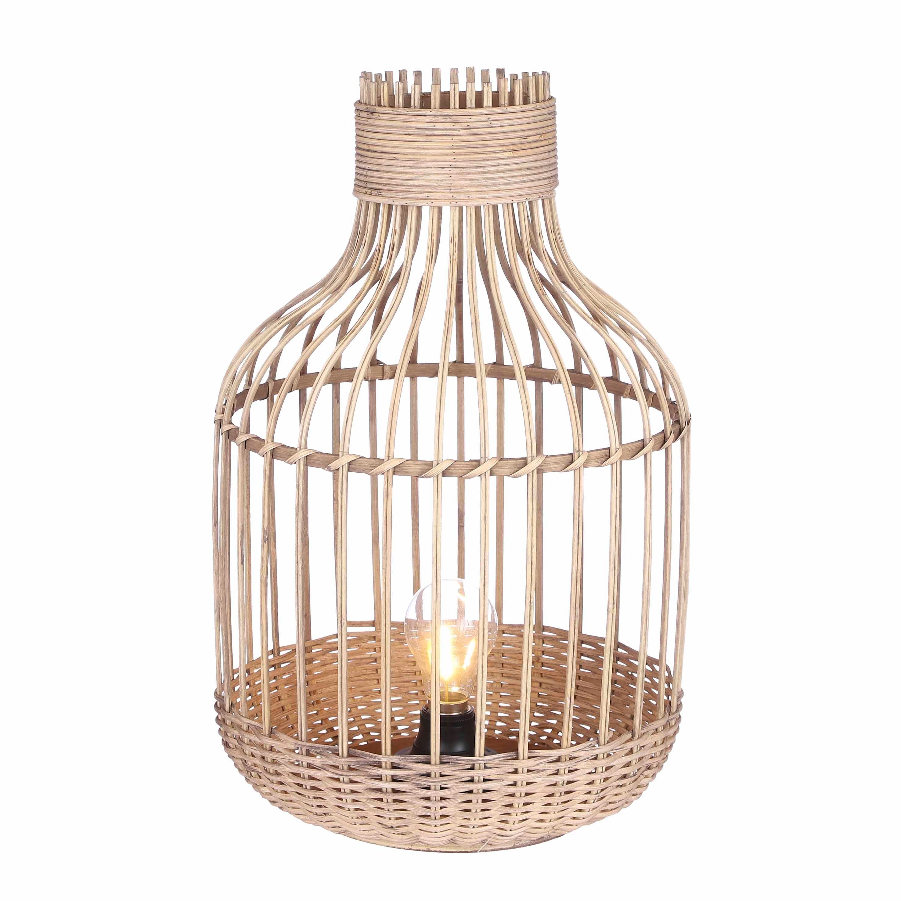 Mica Decorations Ostra Lantaarn LED - H47xØ30 cm - Op batterij - Bruin