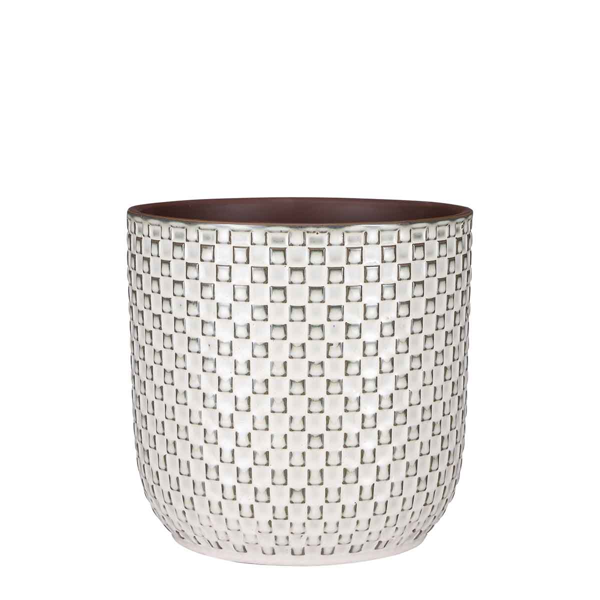 Mica Decorations Daan Bloempot - H20 x Ø 21 cm - Keramiek - Wit