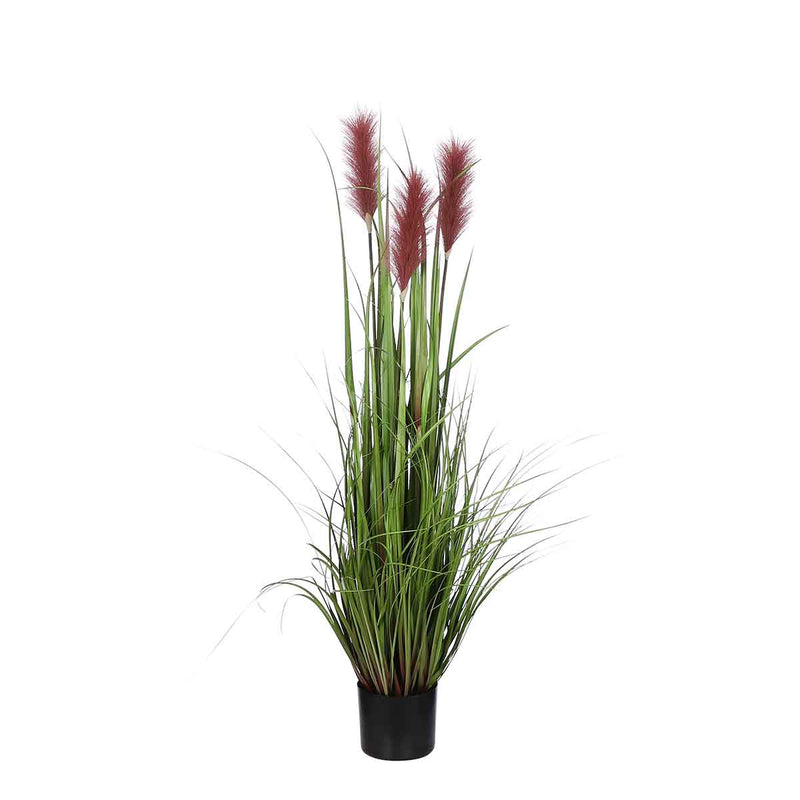 Mica Decorations Pluimgras Kunstplant - H120 x Ø45 cm - Pot - Bruin