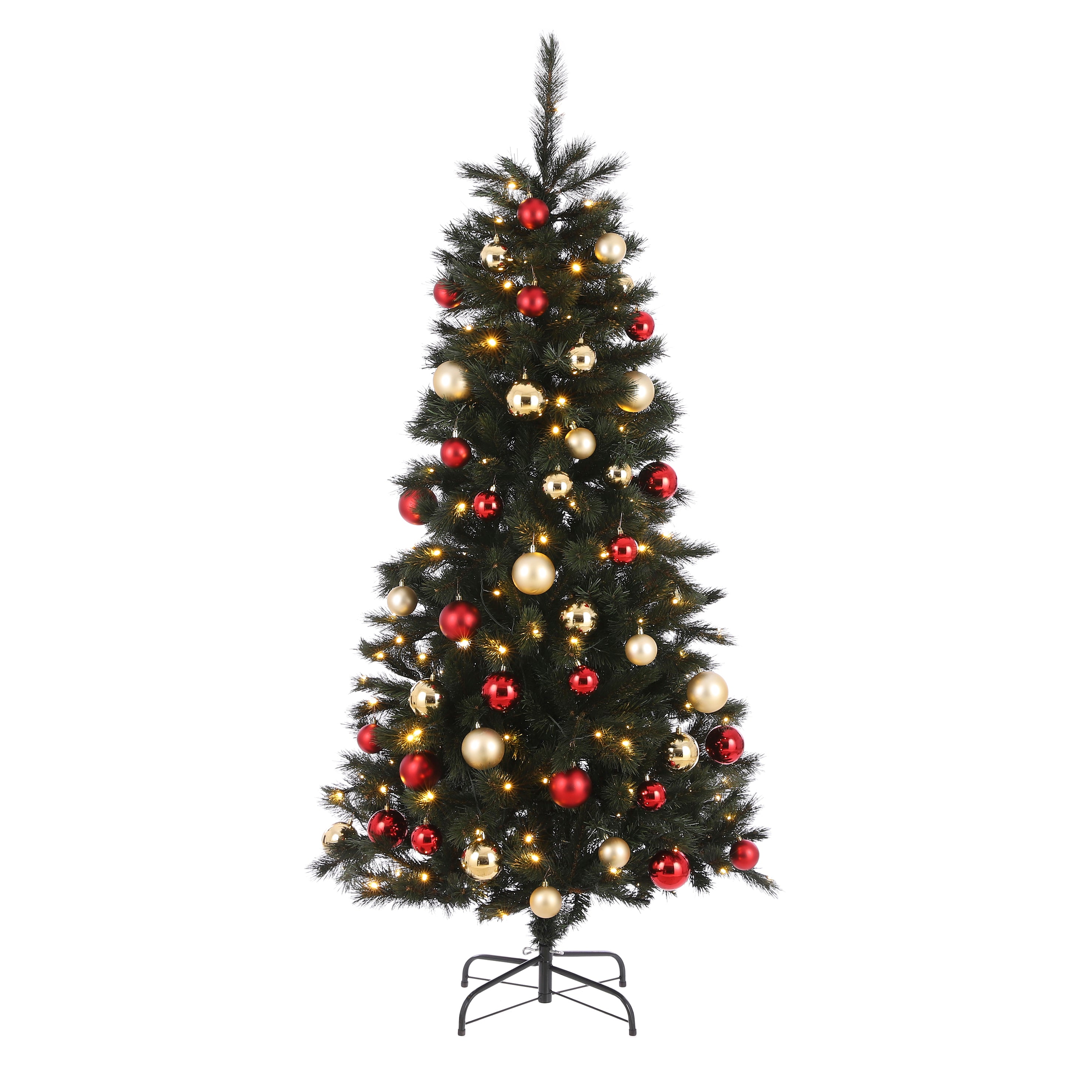 Black Box Voss Kunstkerstboom - H185xØ99cm - Met decoratie - Rood/goud