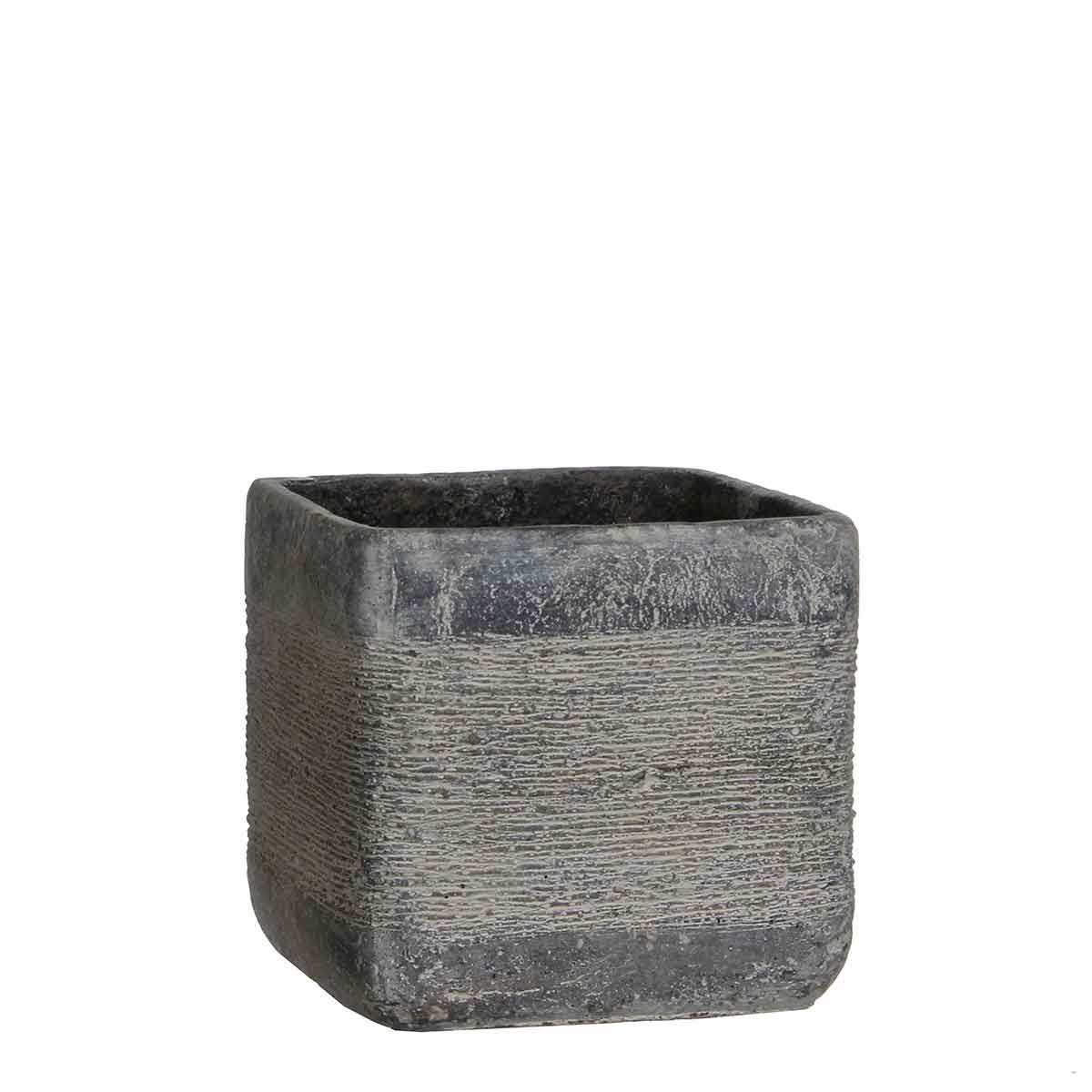 Mica Decorations kane bloempot vierkant donkergrijs - 15,5x15,5x15