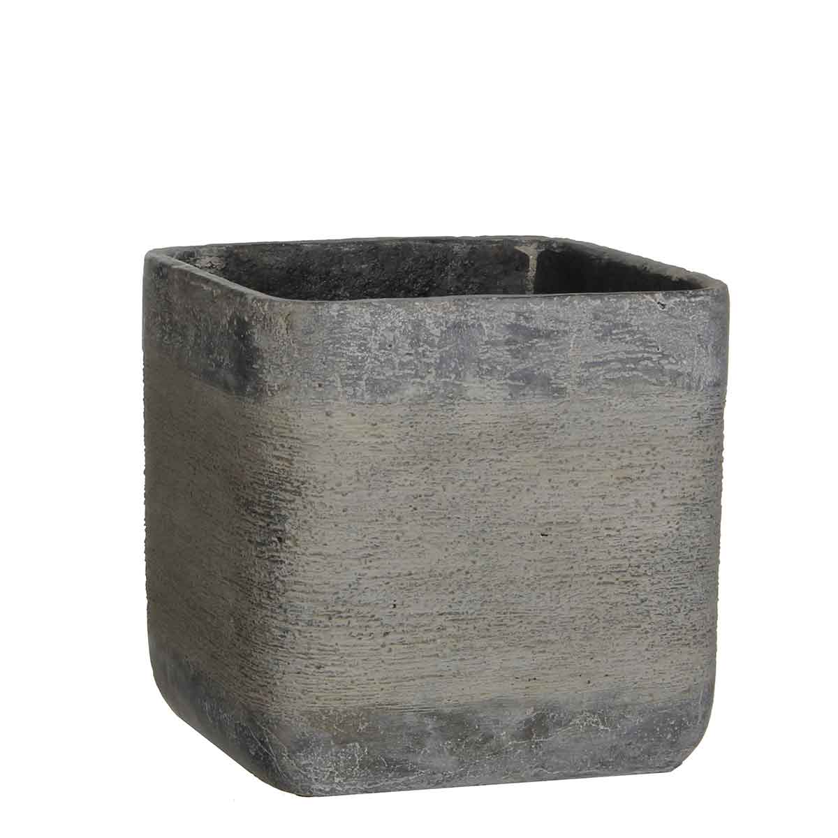 Mica Decorations Kane Bloempot - 25x25x24 cm - Donkergrijs