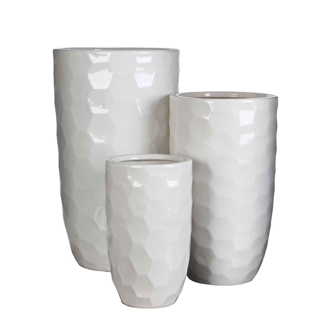 Mica Decorations diamond ronde vaas wit set van 3 grootste - 45x26