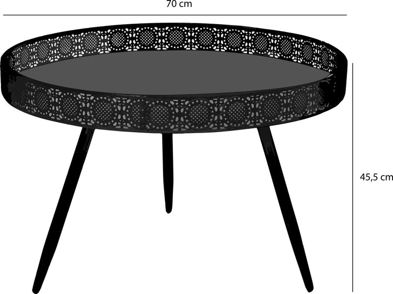 Mica Decorations ronde tafel zwart maat in cm: 45,5 x 70