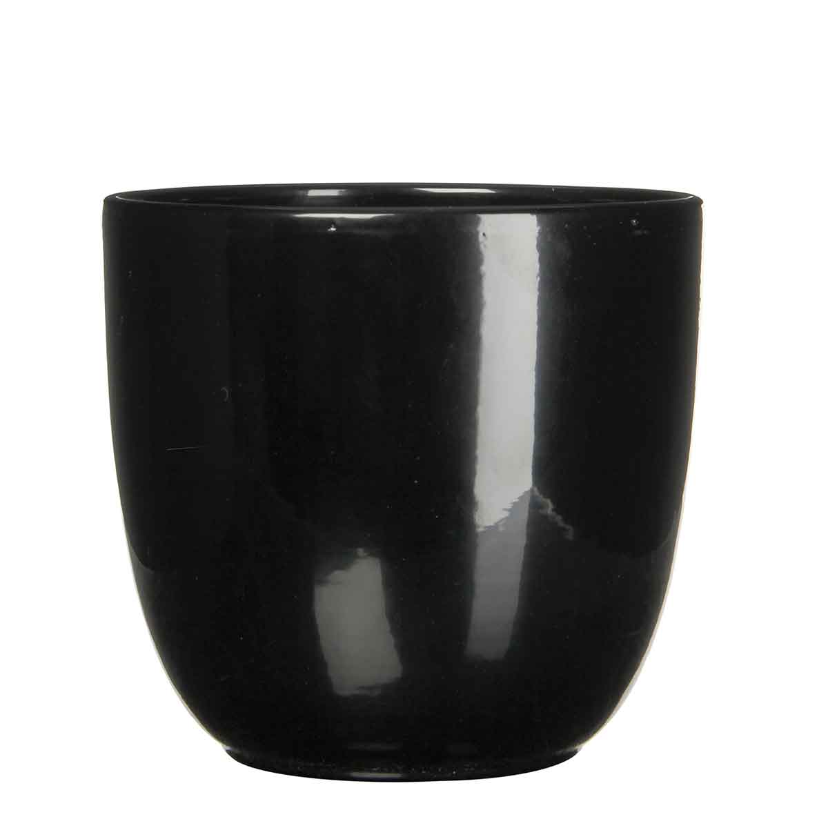 Mica Decorations Tusca Ronde Bloempot - H28xØ31 cm - Keramiek - Zwart