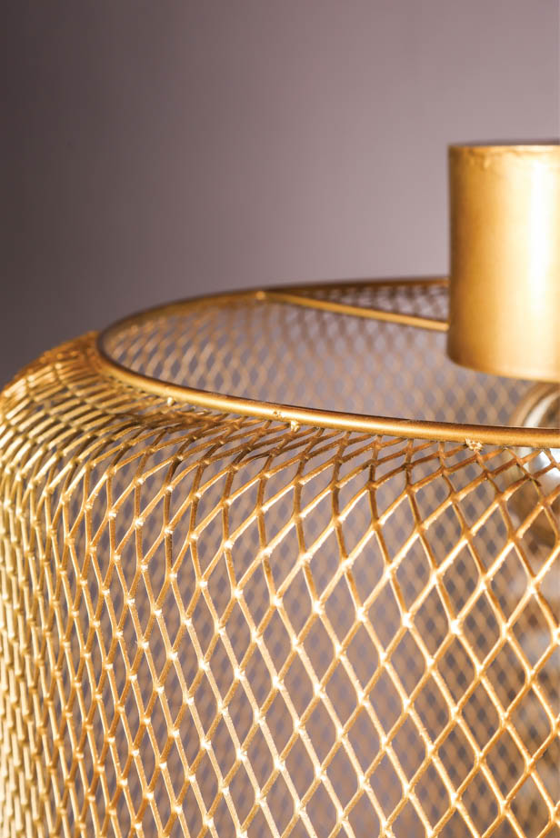 PTMD Mesh Ronde Hanglamp - H70 x Ø48 cm - Ijzer - Goud