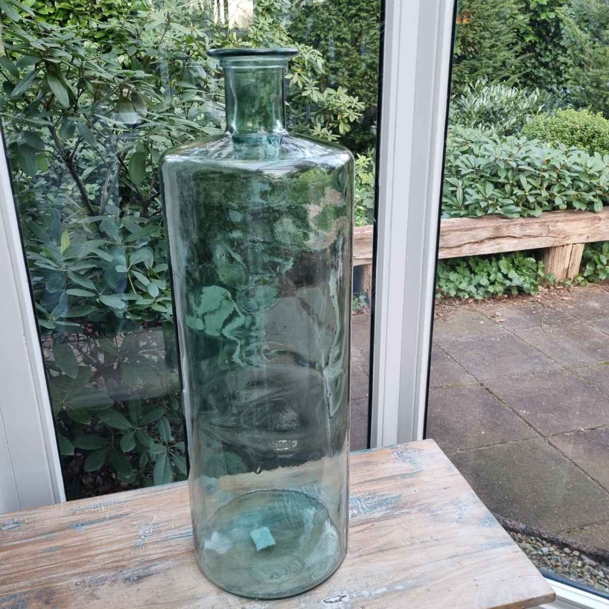 Mica Decorations Guan Vaas Fles - H75 x Ø25 cm - Glas - Groen