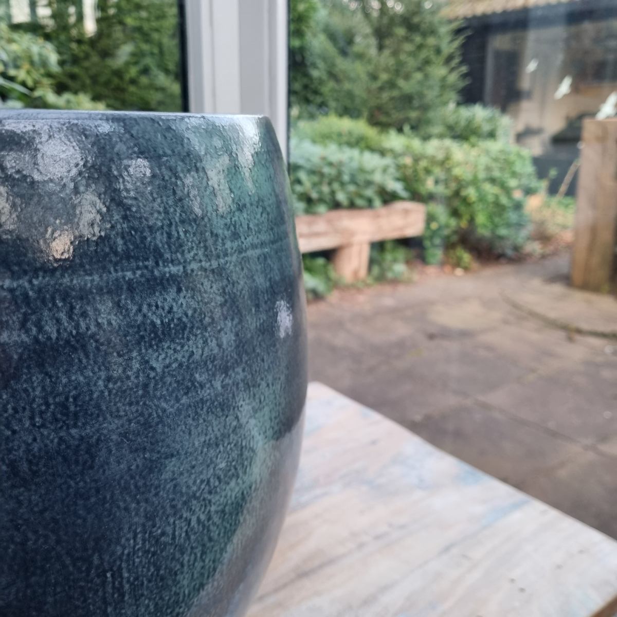 Mica Decorations Lester Bloempot - H31 x Ø33 cm - Terra - Donkerblauw