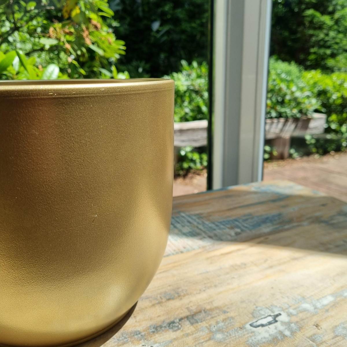 Mica Decorations Tusca Bloempot Rond - H20 x Ø22 cm - Keramiek - Goud