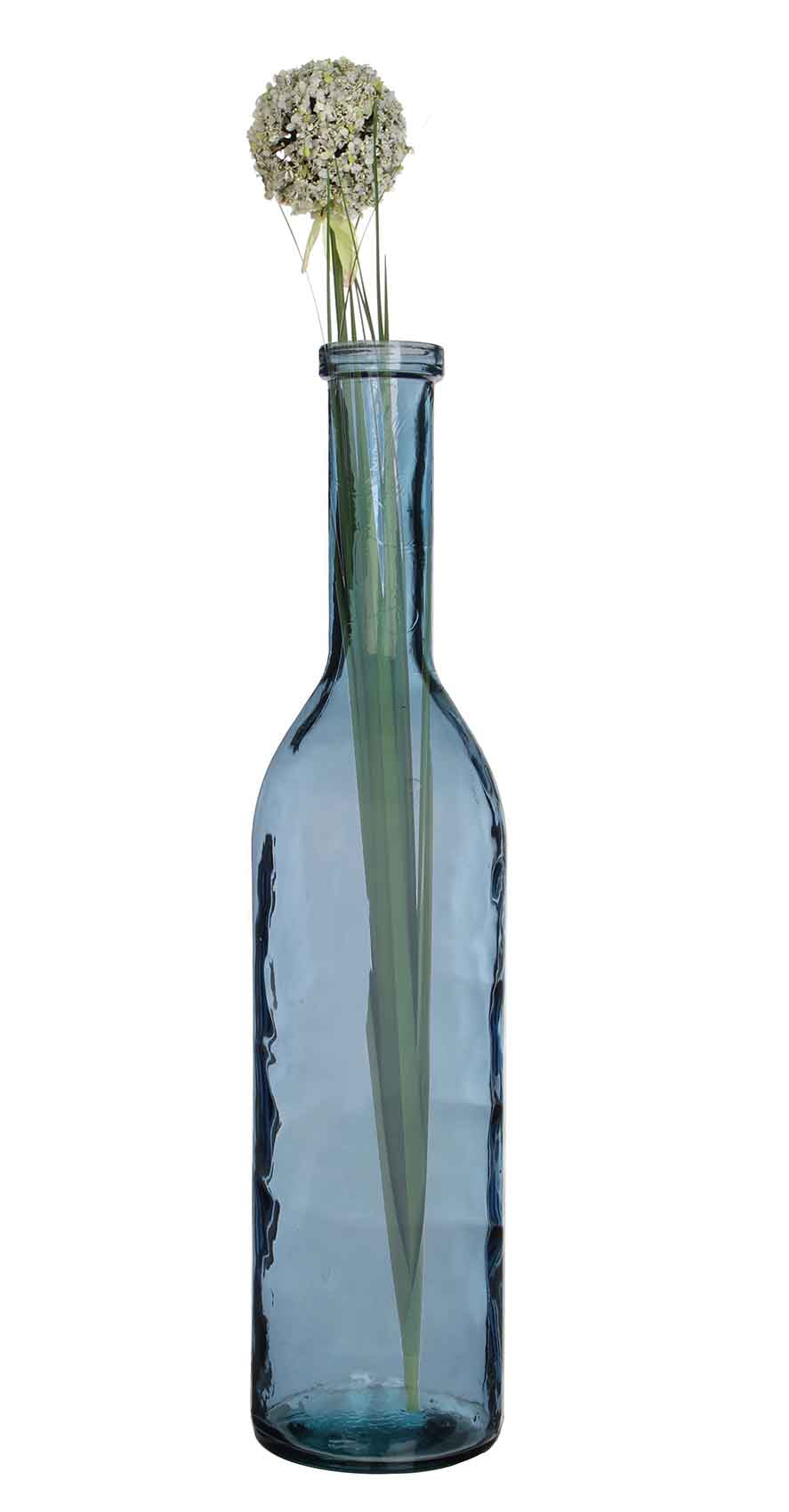 Mica Decorations fles rioja glas maat in cm: 75 x 18 lichtblauw