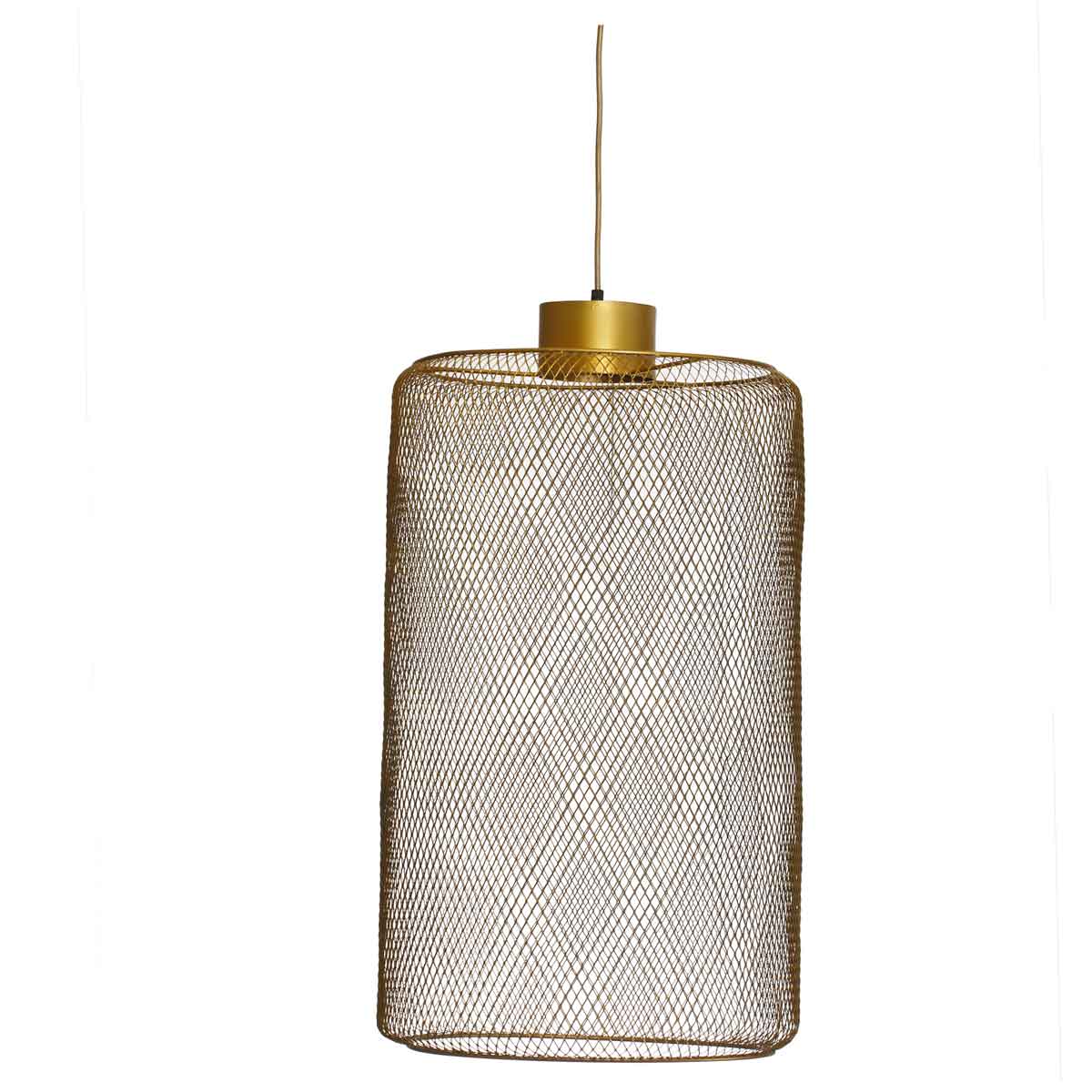 PTMD Mesh Ronde Hanglamp - H70 x Ø48 cm - Ijzer - Goud