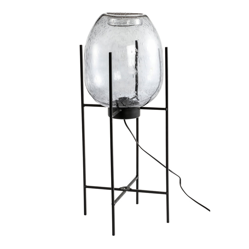 PTMD Chett Staande lamp doorzichtig glas - 27 x 27 x 70 - Zwart