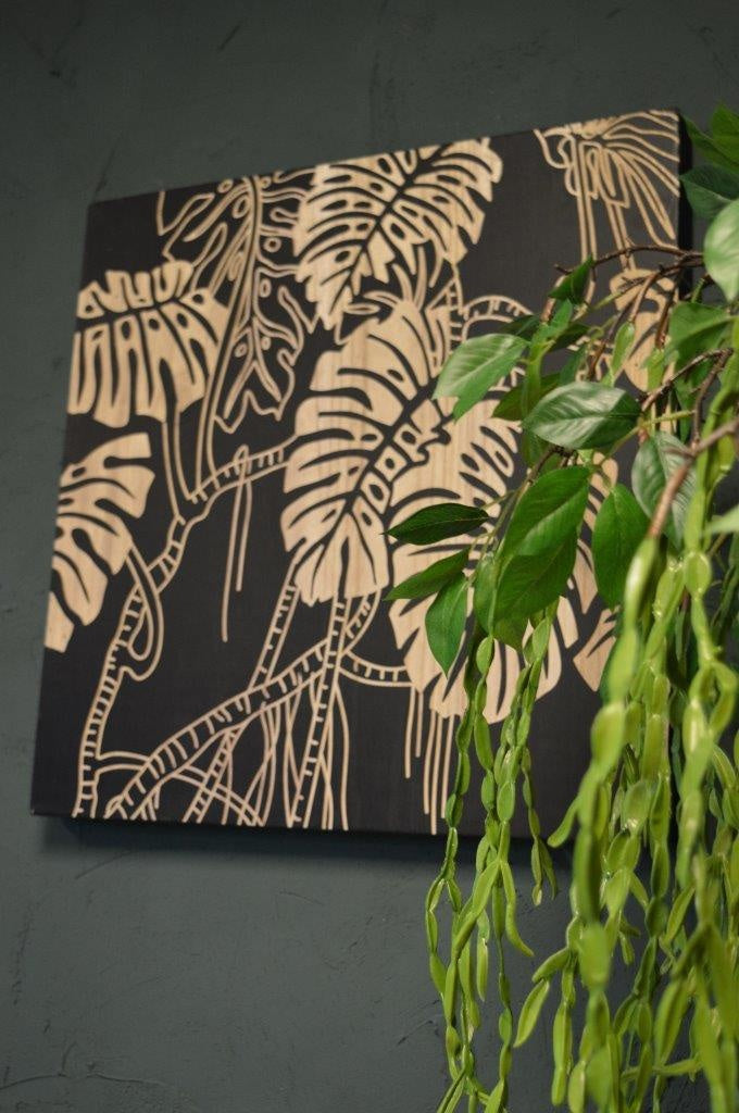 PTMD Neron Vierkant Wandpaneel - 60 x 4 x 60 cm - Hout - Zwart