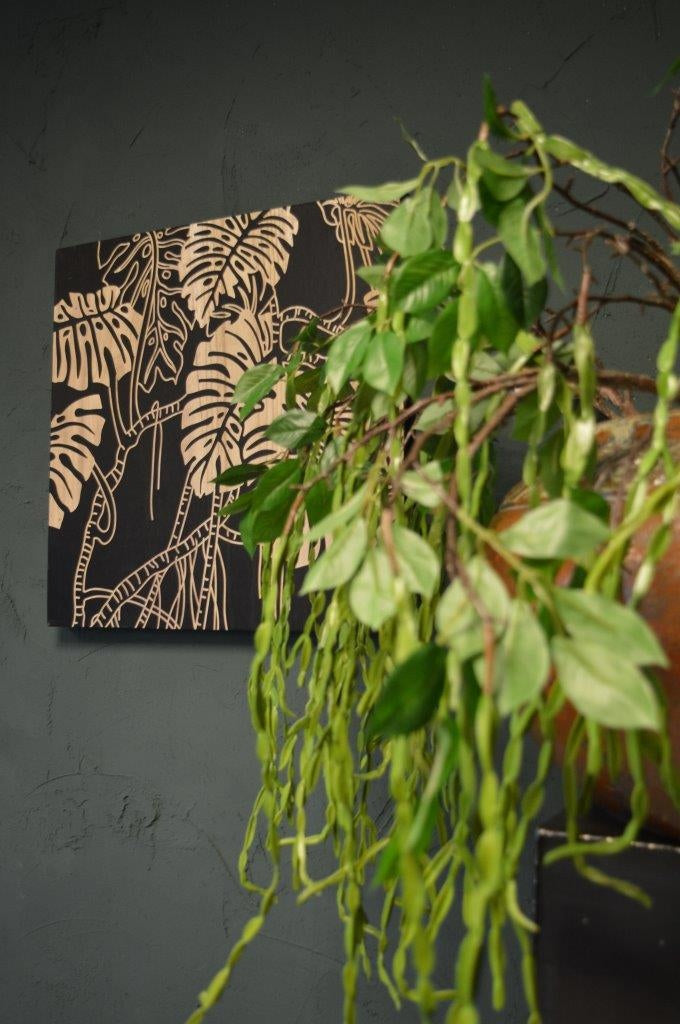 PTMD Neron Vierkant Wandpaneel - 60 x 4 x 60 cm - Hout - Zwart