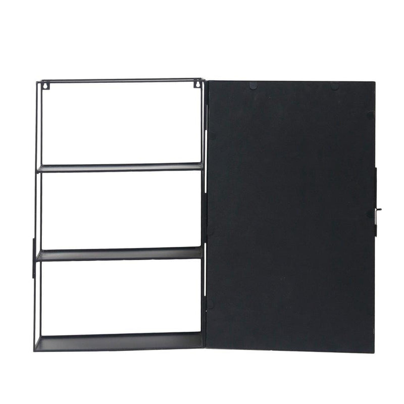 PTMD Riven zwarte ijzer muurkast met spiegel maat in cm: 35 x 16 x 55