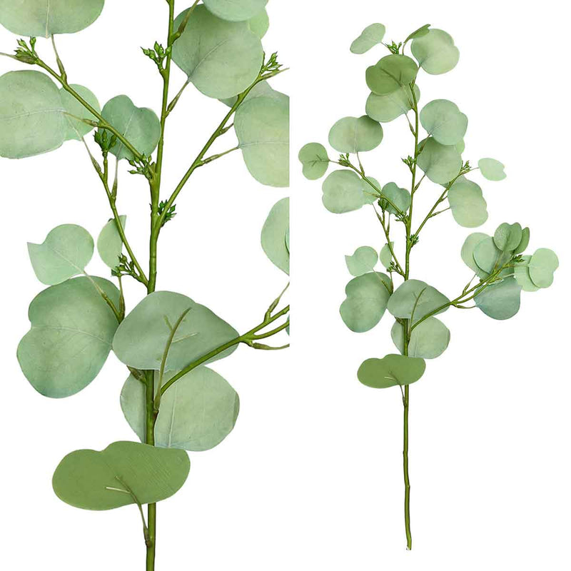 PTMD Leaves Plant Ronde Eucalyptus Kunsttak - 40 x 20 x 65 cm - Groen