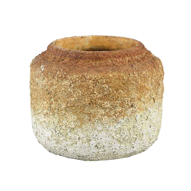 PTMD Fey Ronde Bloempot - H18 x Ø23 cm - Cement - Goud