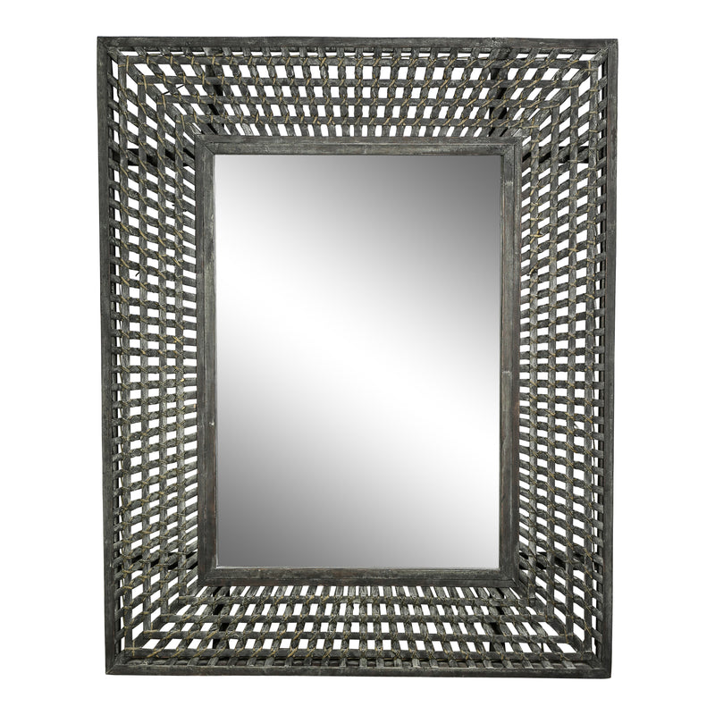 PTMD Yenna zwarte metalen spiegel maat in cm: 98 x 8 x 123