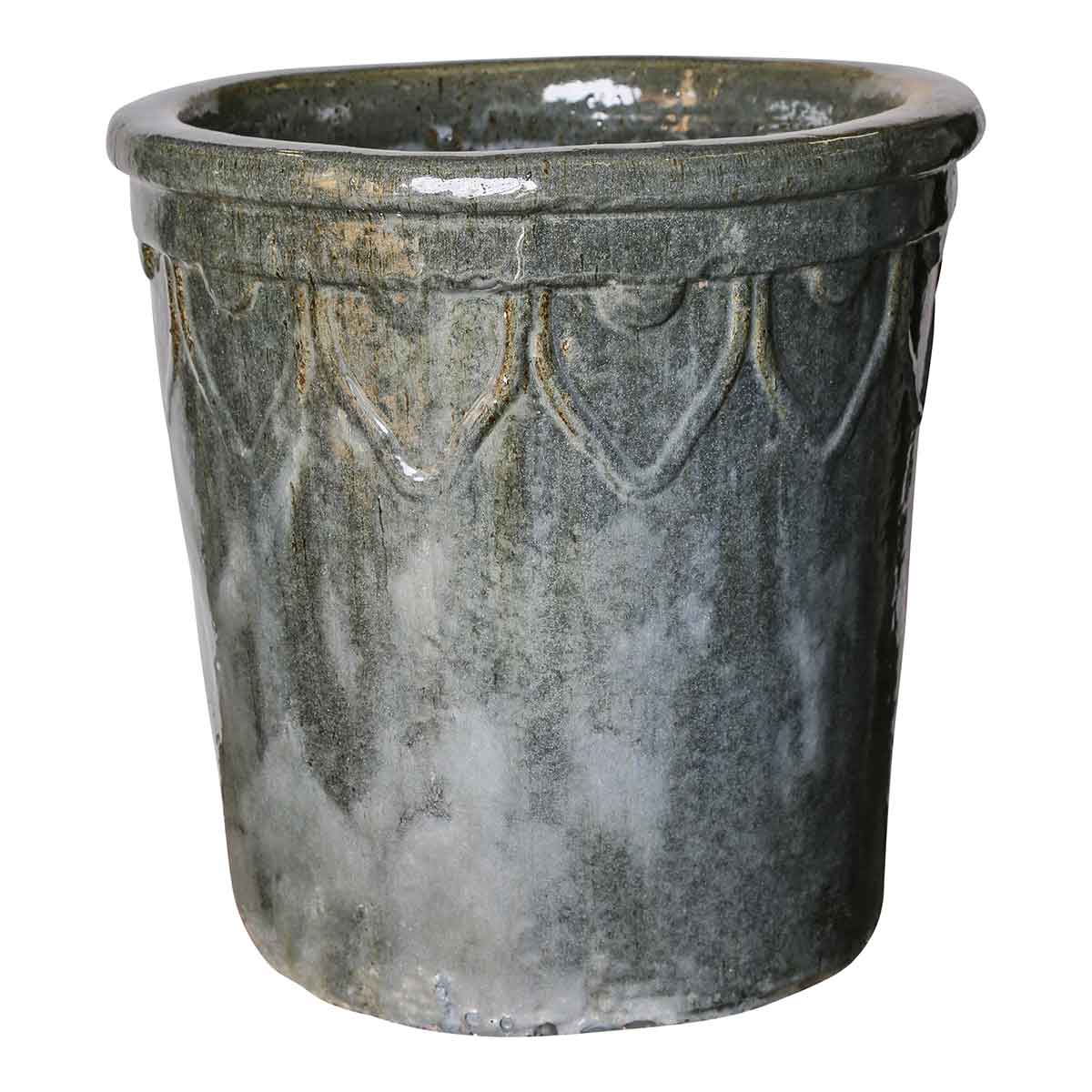 PTMD Rebbel Ronde Bloempot - H50xØ50 cm - Keramiek - Donkergrijs
