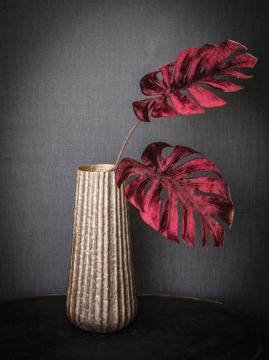 PTMD Leaves Plant Monstera Kunstblad - 29x24x76 cm - Velvet - Bordeaux