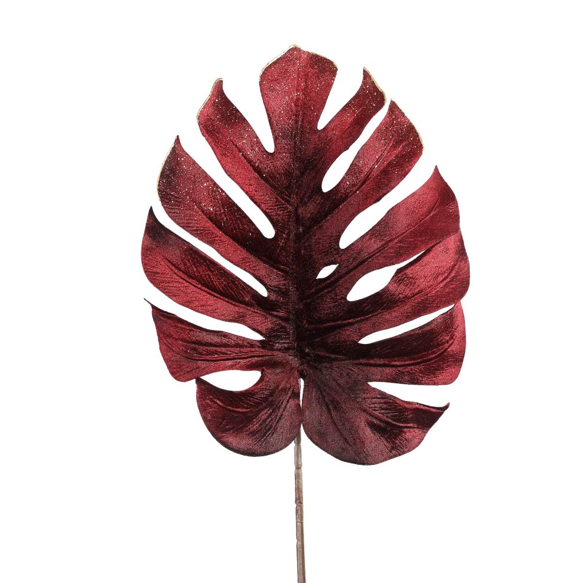 PTMD Leaves Plant Monstera Kunstblad - 29x24x76 cm - Velvet - Bordeaux