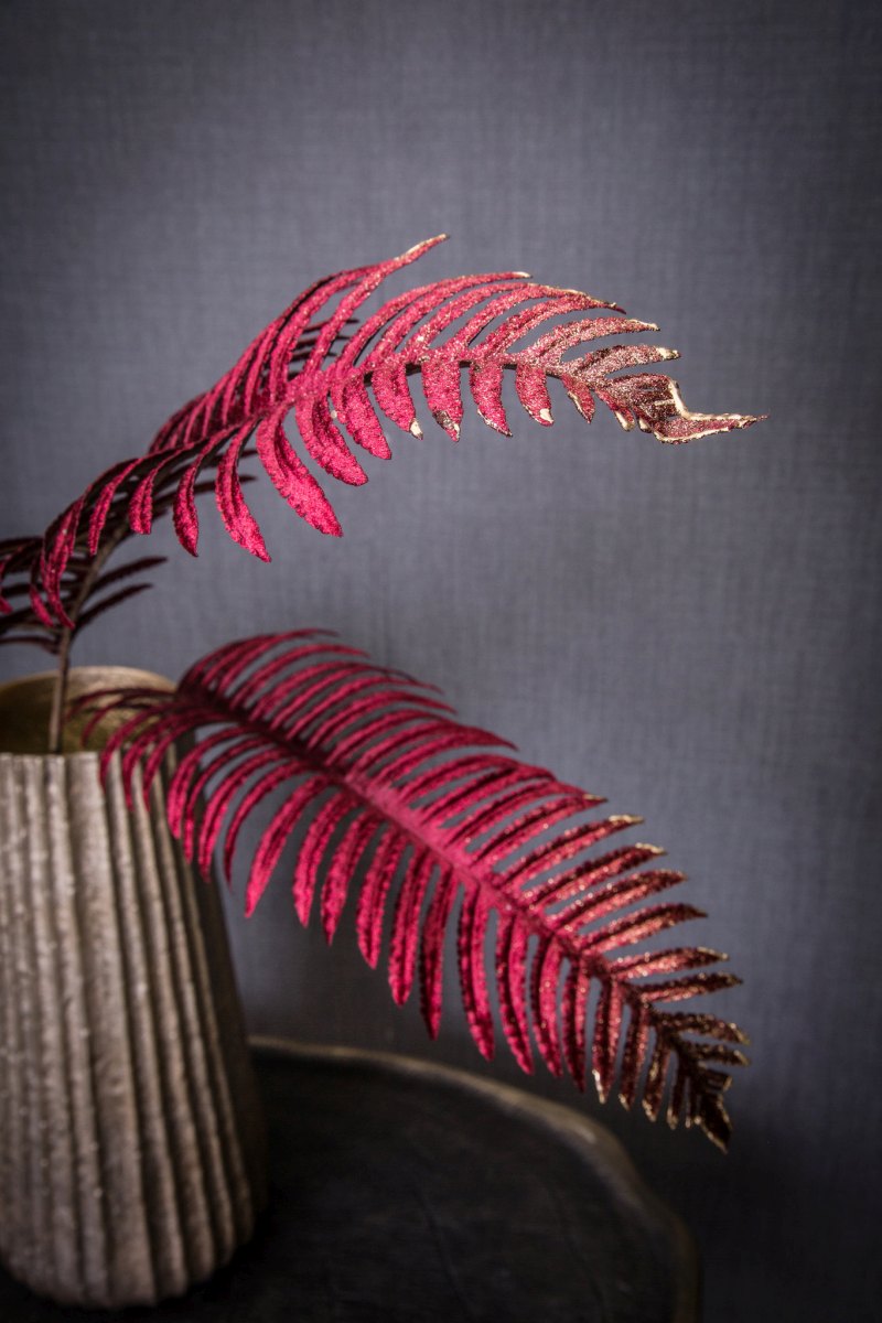 PTMD Fern Plant Varen Kunstblad - 46 x 18 x 99 cm - Velvet - Bordeaux