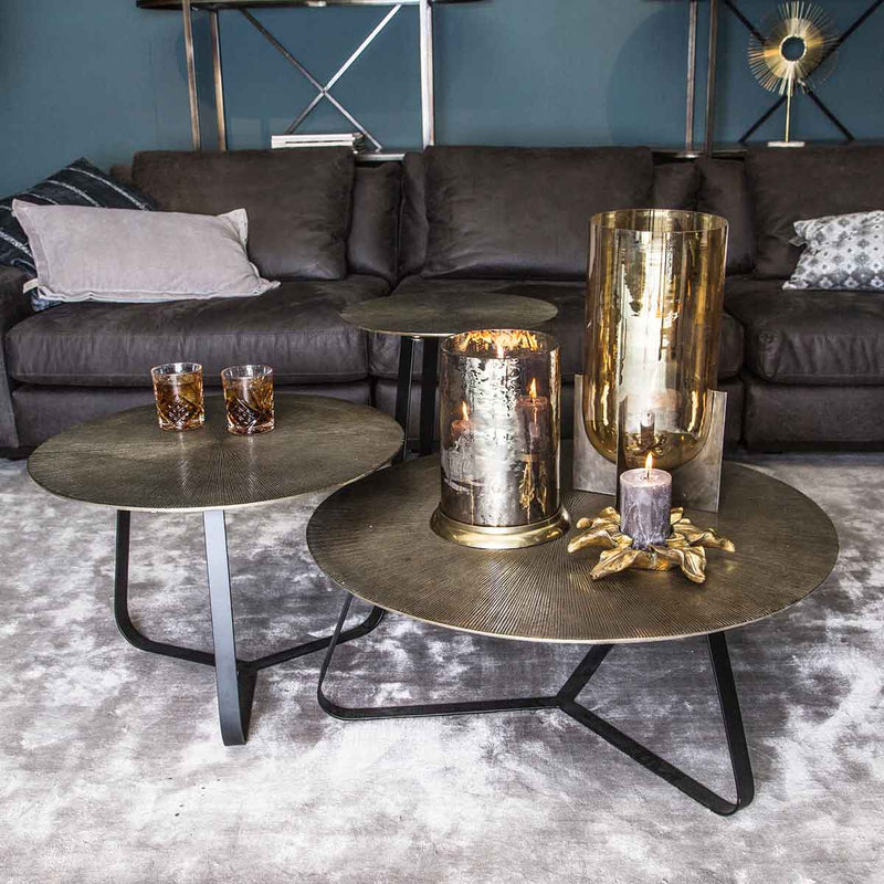 PTMD Kae Salontafel - H41 x Ø59 cm - Aluminium/Ijzer - Goud