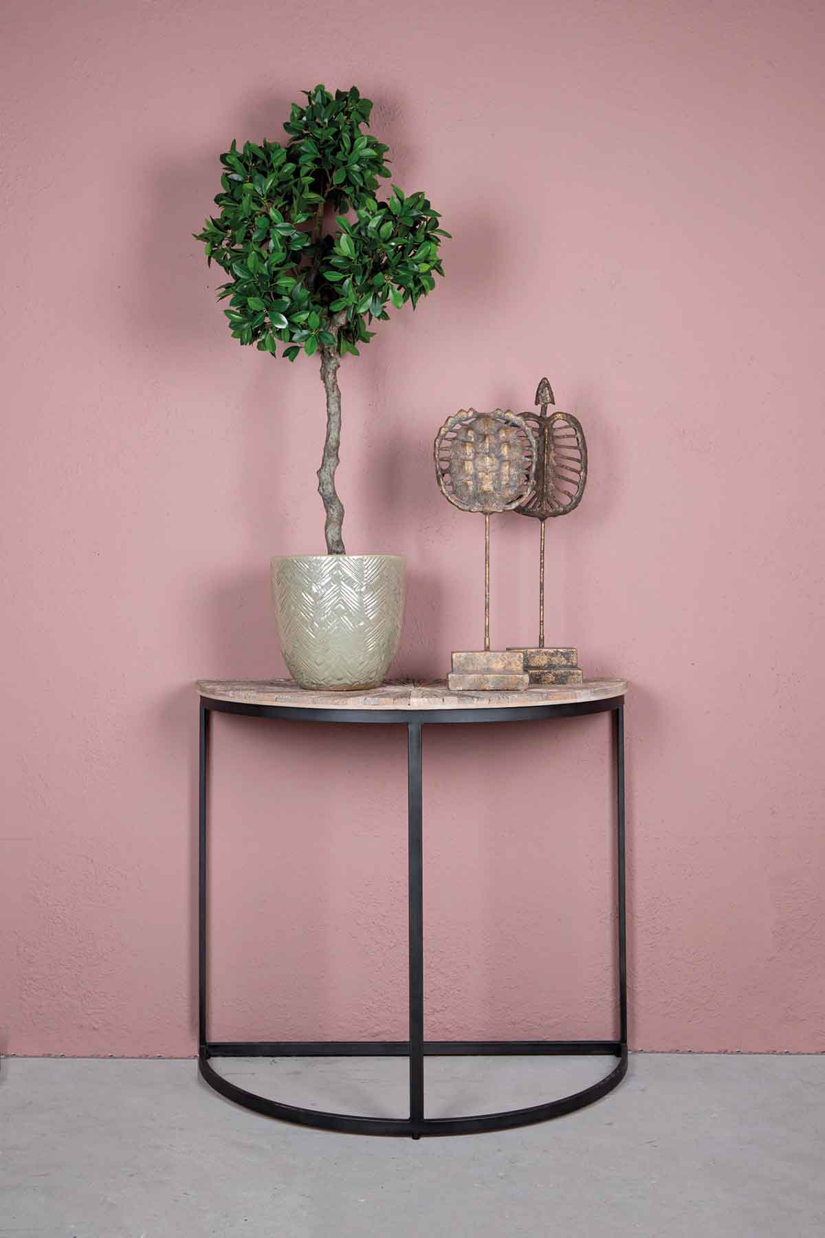 PTMD Vic Bijzettafel - 90 x 45 x 78 cm - Ijzer/Hout - Bruin