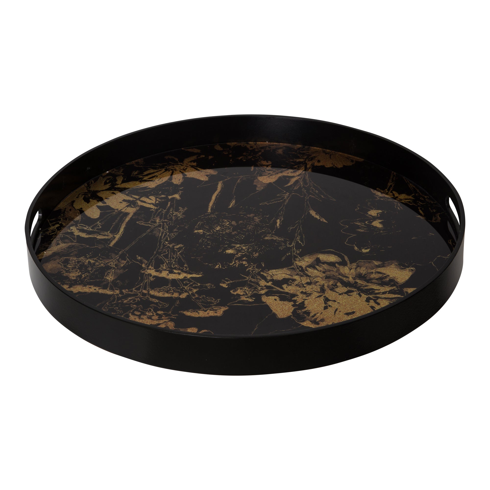 PTMD Dania Dienblad - 48 x 5 x 48 cm - Hout/Glas - Zwart