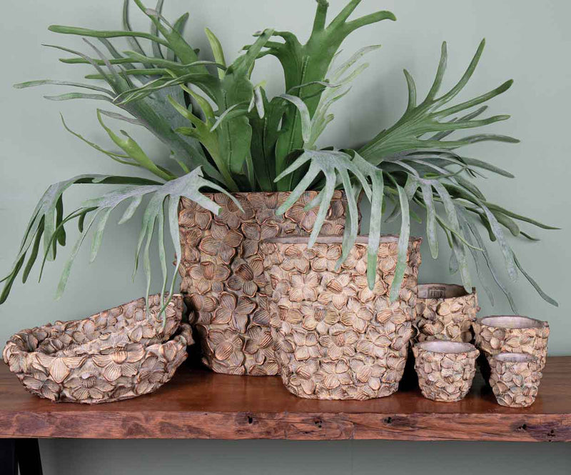 PTMD Linzy Ovale Bloempot - 30 x 15 x 27,5 cm - Cement - Antiek goud