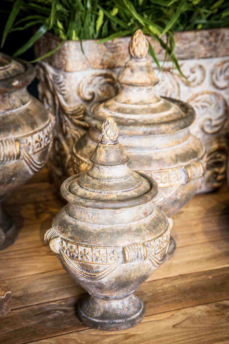 PTMD Zavier antiek decoratieve medicijnpot - 31x31x33 - Cement - Koper