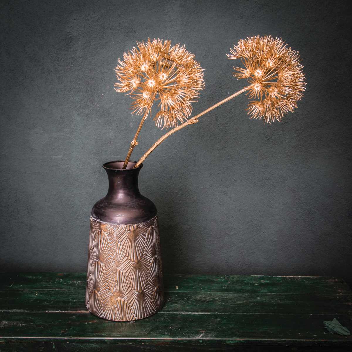 PTMD Twig Plant Allium Kunsttak - 15 x 15 x 72 cm - Goud