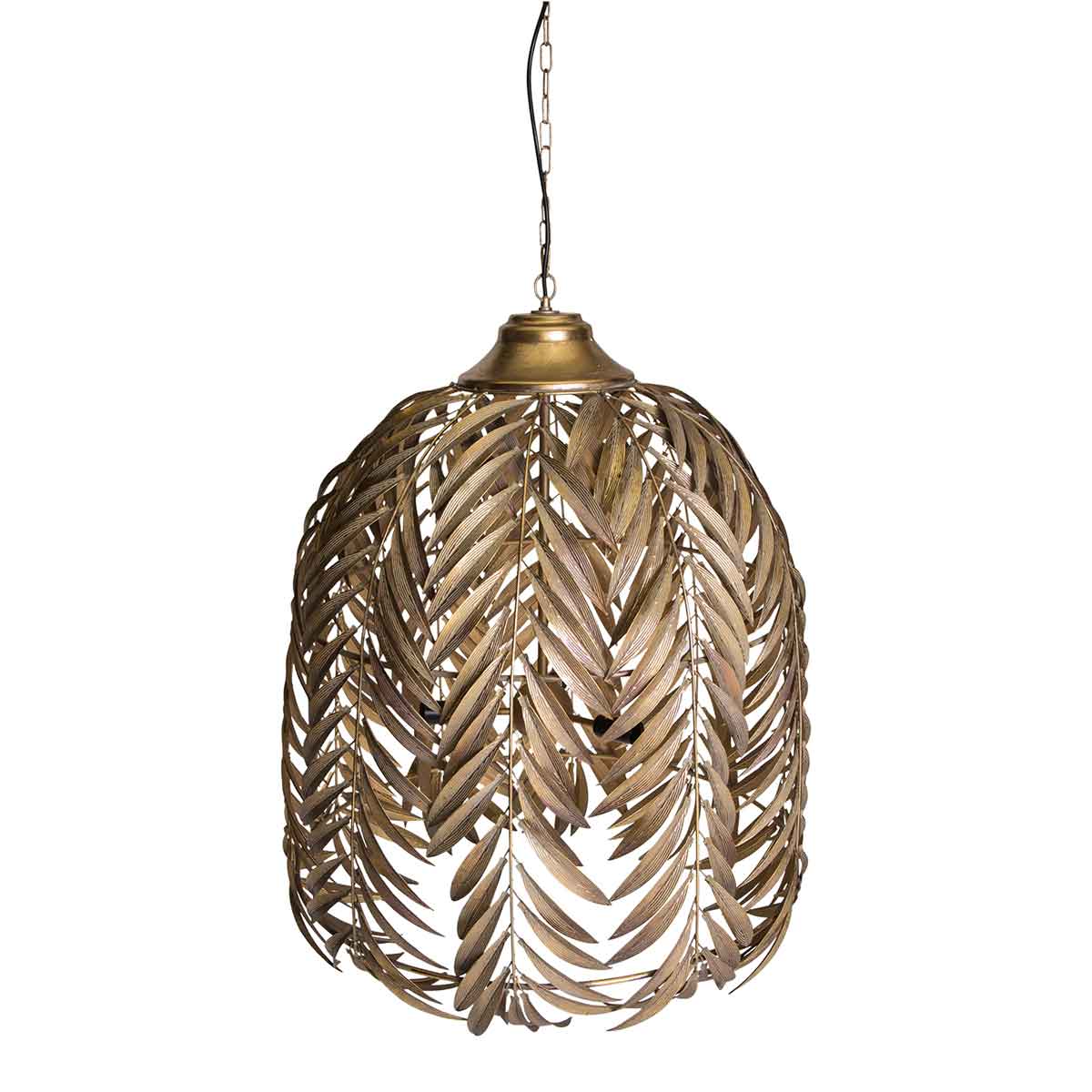 PTMD Mea Ronde Hanglamp Palm Bladeren - H90 x Ø70 cm - Metaal - Goud