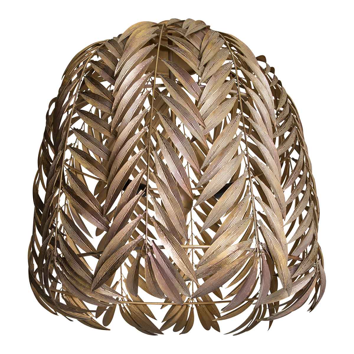 PTMD Mea Ronde Hanglamp Palm Bladeren - H90 x Ø70 cm - Metaal - Goud