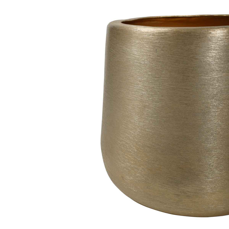 PTMD Keaton Ronde Bloempot - H15,5 x Ø18,5 cm - Aluminium - Goud