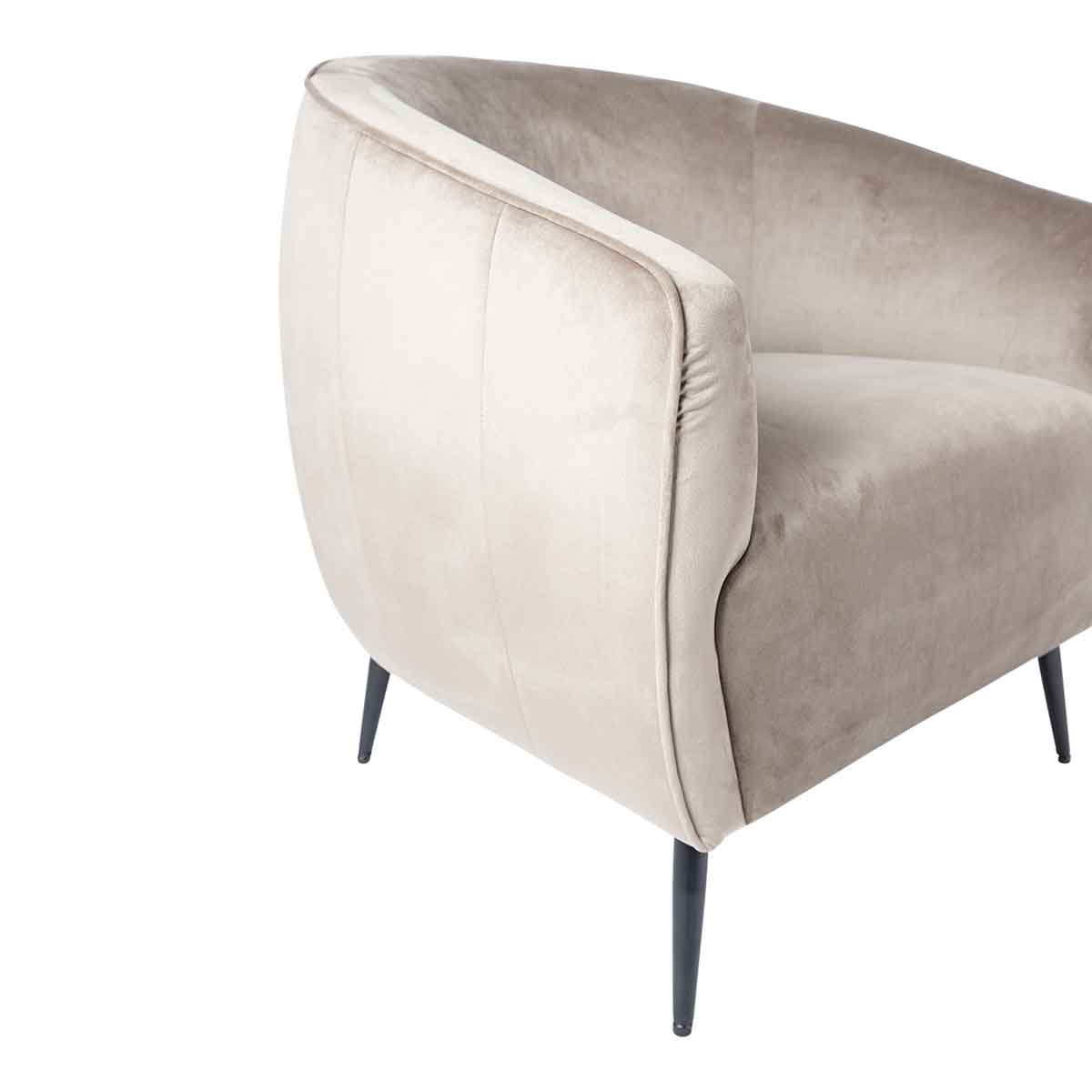 PTMD Vinn Velvet Fauteuil - 67 x 78 x 72 cm - Metaal/Fluweel - Beige