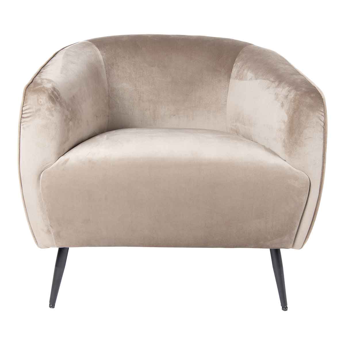PTMD Vinn Velvet Fauteuil - 67 x 78 x 72 cm - Metaal/Fluweel - Beige