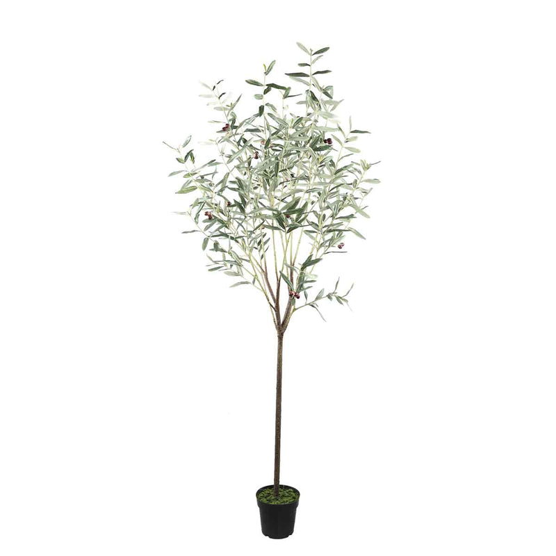 PTMD Tree Green Olijfboom Kunstplant - H185xØ30 cm - Pot - Groen