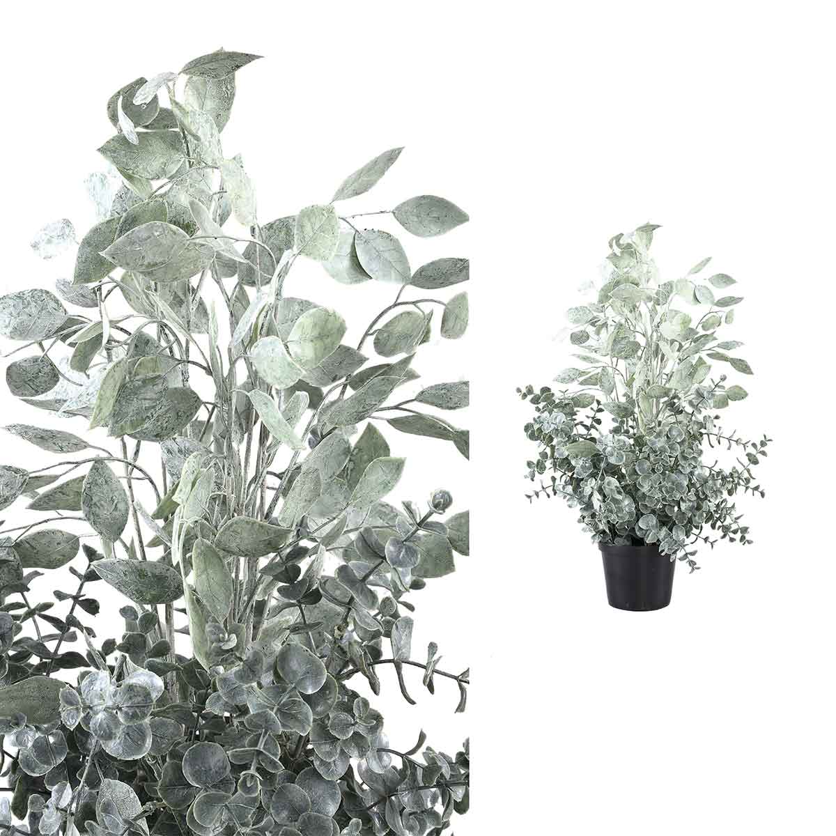 PTMD Eucalyptus Kunstplant - H60 x Ø30 cm - Plastic pot - Grijs/groen