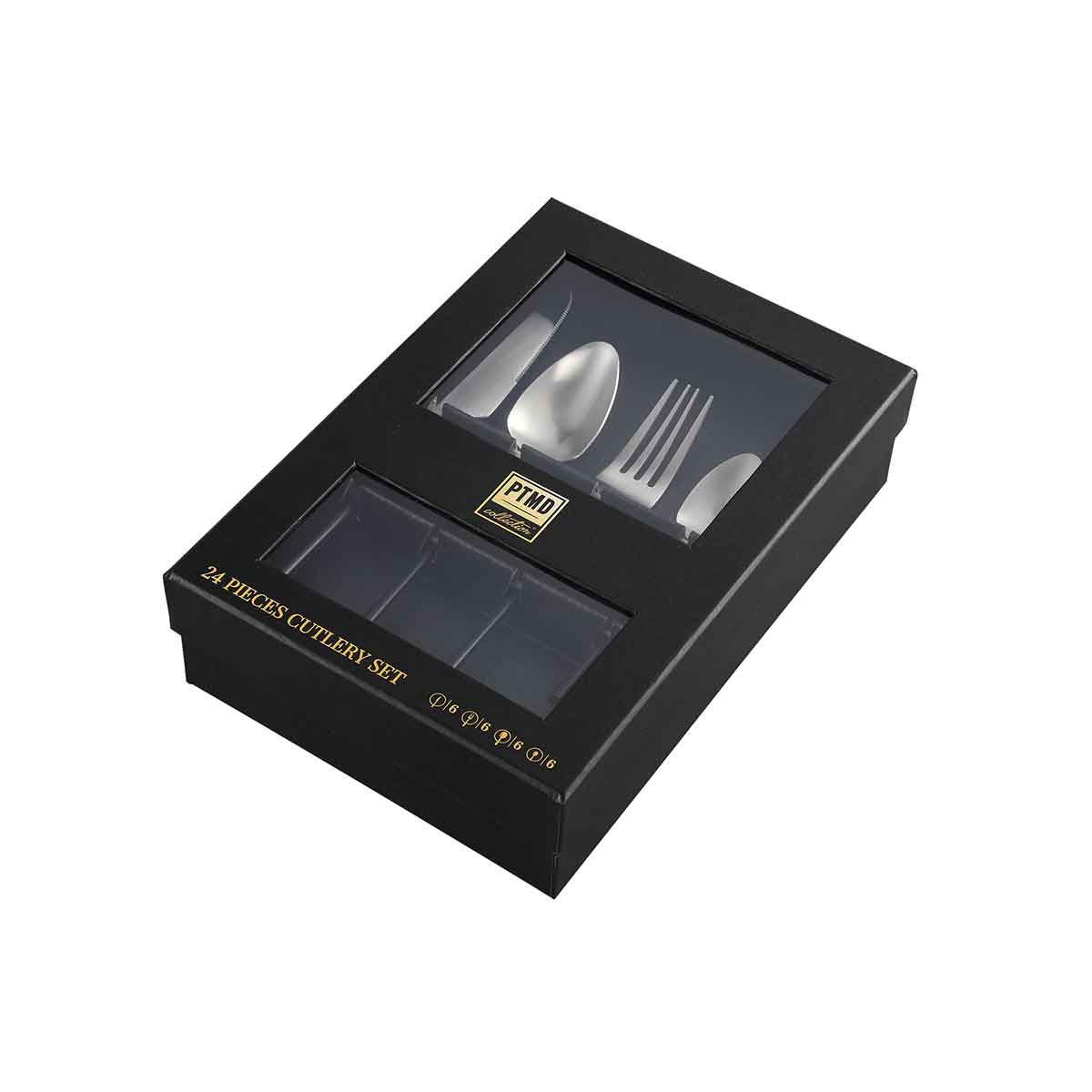 PTMD Delicious Bestek - 27 x 19 x 7,5 cm - 24 stuks - Ijzer - Zilver
