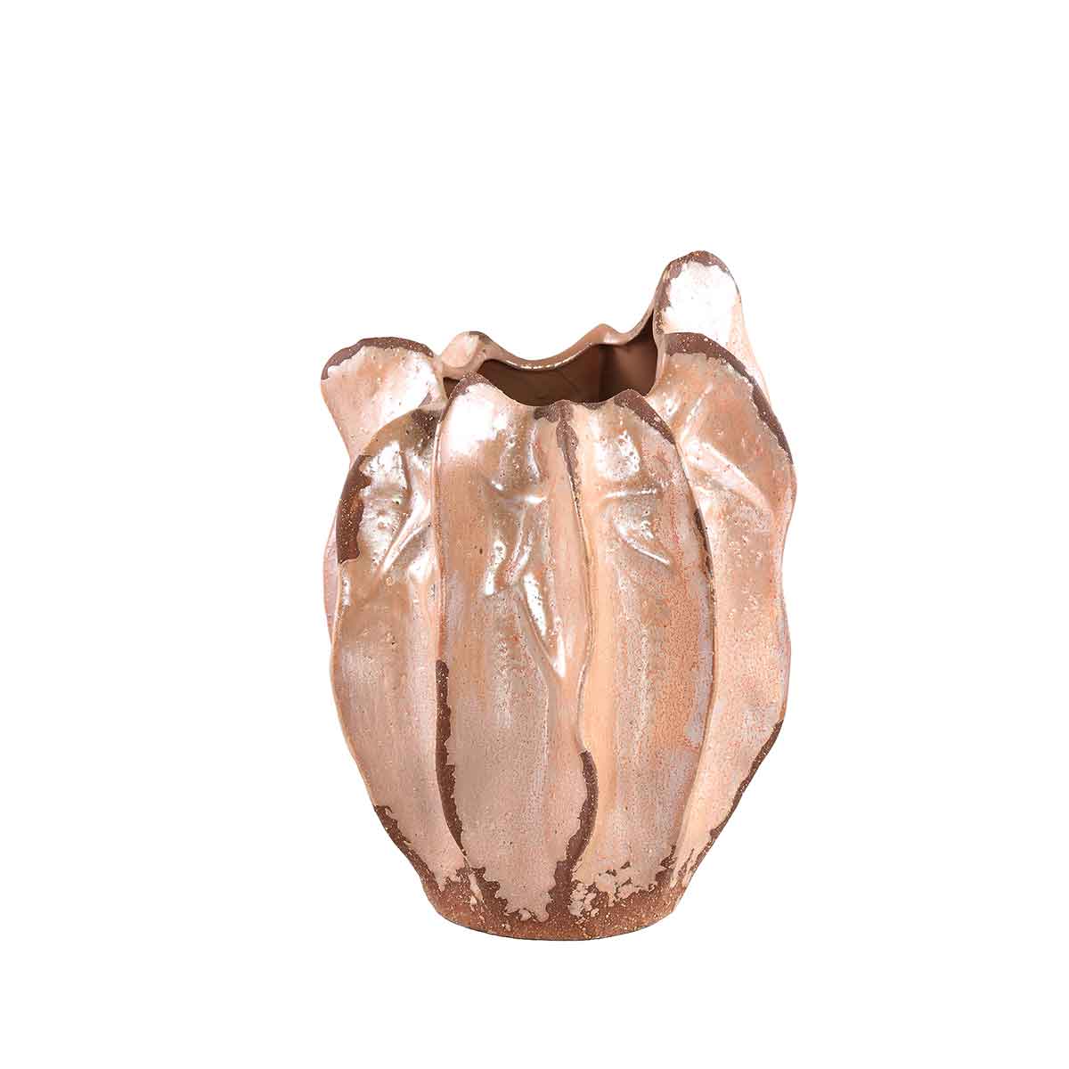 PTMD Shavon Ronde Pot - 16 x 15 x 19 cm - Keramiek - Koper