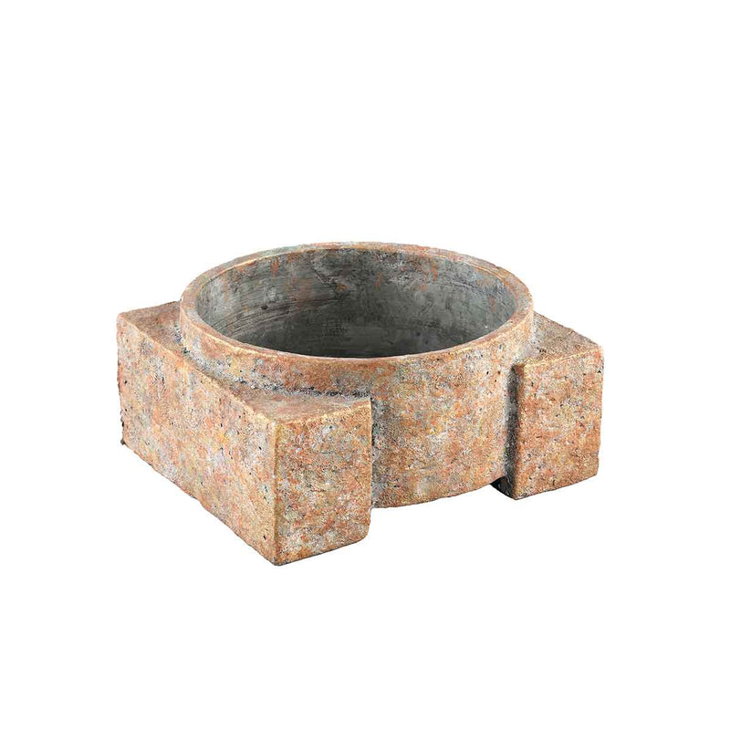 PTMD Damion Ronde Bloempot - 26,5 x 25 x 13 cm - Cement - Roestkleurig