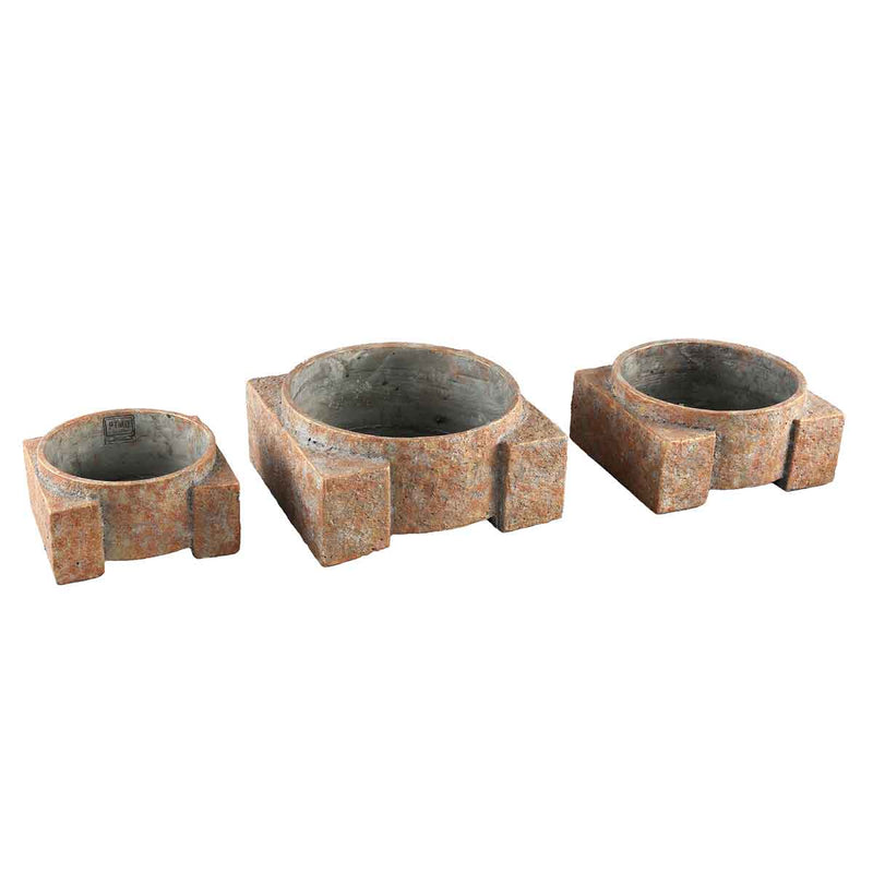 PTMD Damion Ronde Bloempot - 32 x 20 x 15 cm - Cement - Roestkleurig