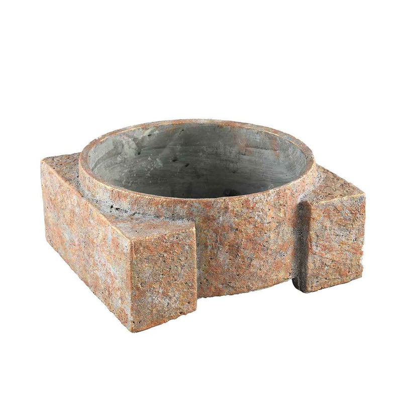 PTMD Damion Ronde Bloempot - 32 x 20 x 15 cm - Cement - Roestkleurig