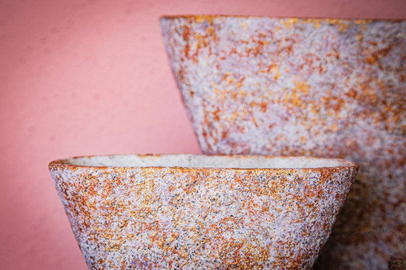 PTMD Githa Ovale Bloempot - 20 x 10 x 18 cm - Cement - Roze