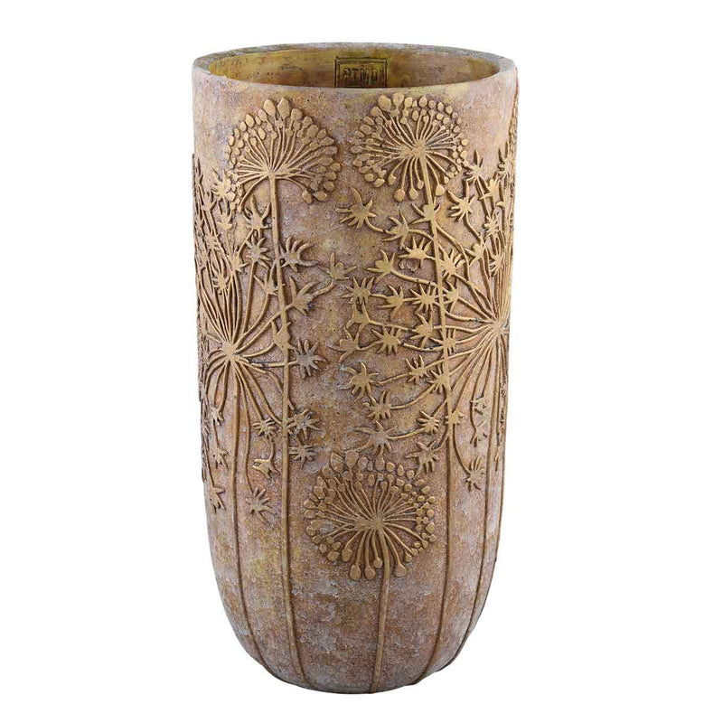 PTMD Azura Ronde Bloempot - H38 x Ø26 cm - Cement - Goud