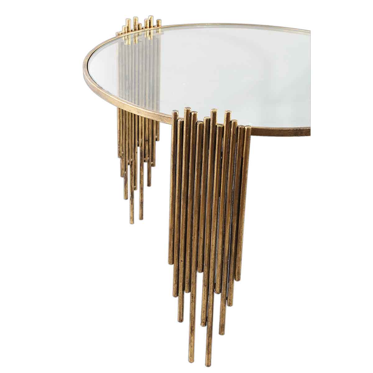 PTMD Renz Salontafel - 60 x 60 x 45 cm - Glas - Goud - Set van 2