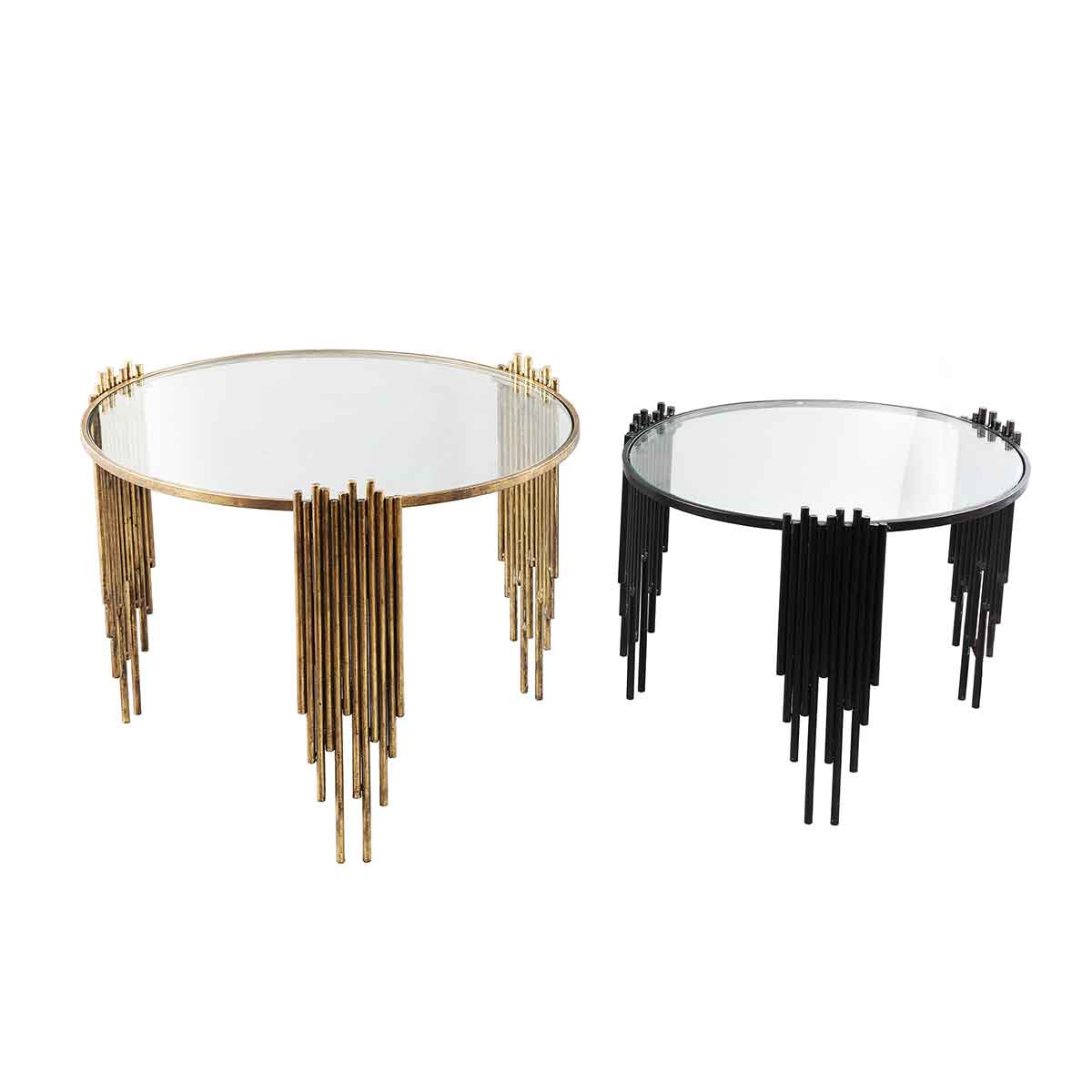 PTMD Renz Salontafel - 60 x 60 x 45 cm - Glas - Goud - Set van 2