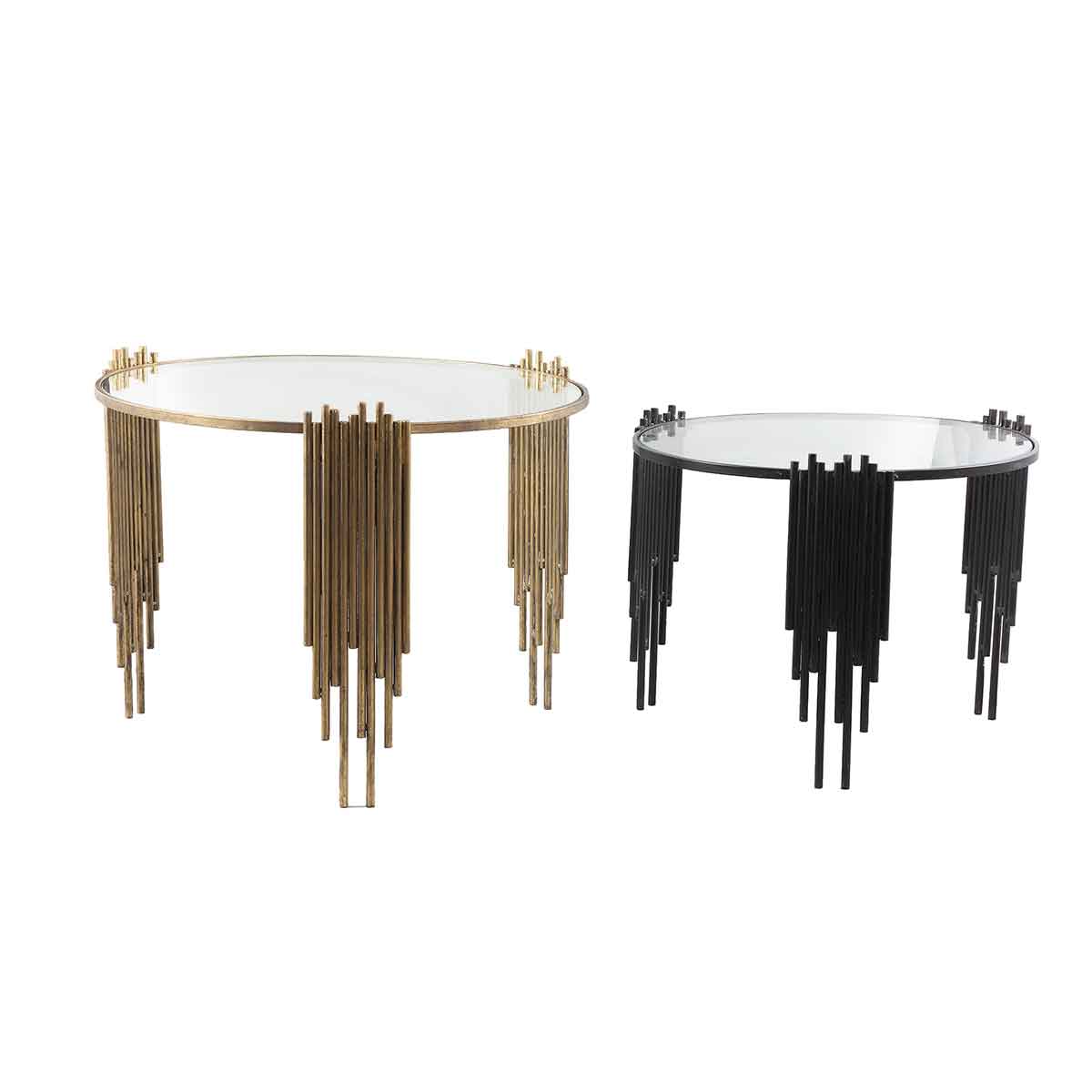 PTMD Renz Salontafel - 60 x 60 x 45 cm - Glas - Goud - Set van 2